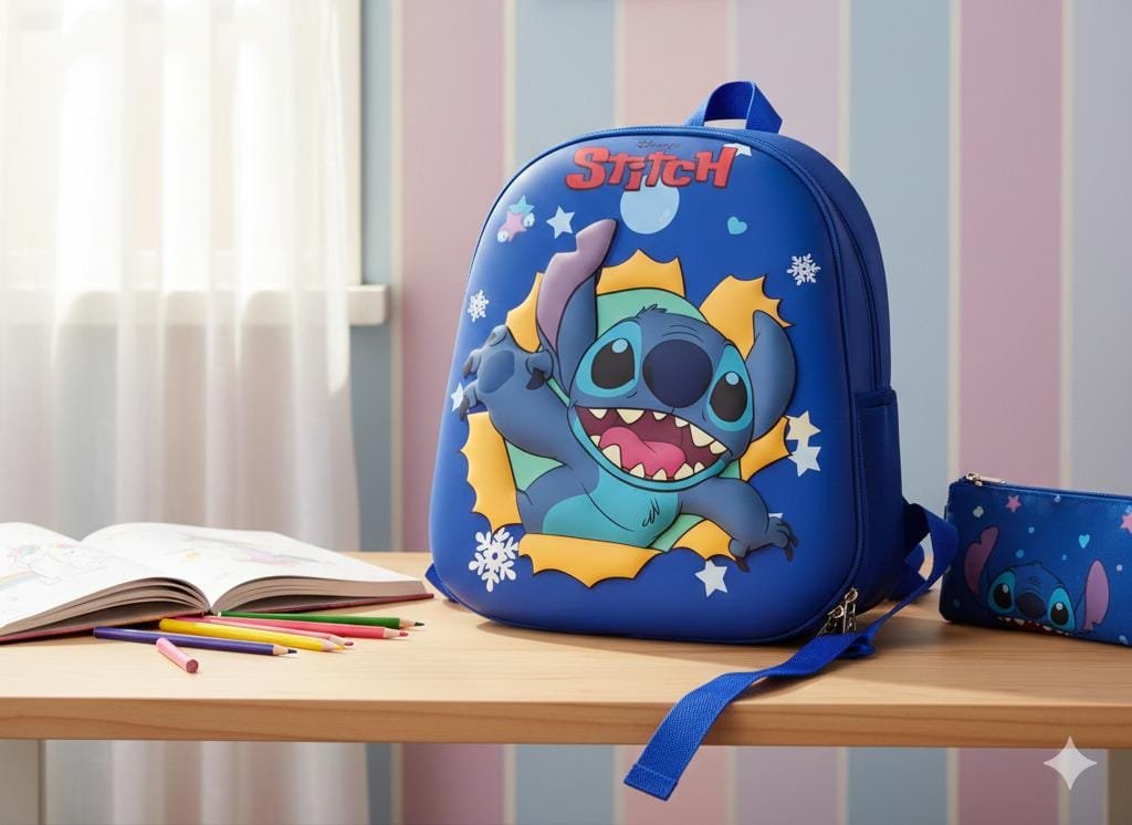 Disney Lilo & Stitch Blue 3D High Quality Play Nursery Baby Girl Boy School Bag