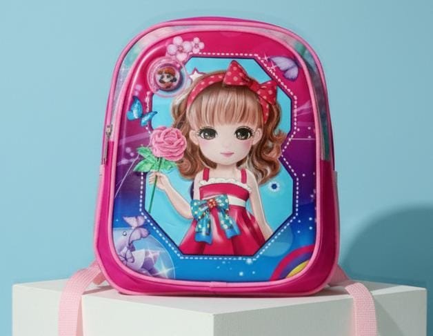 Blonde Hair High Quality PU 3D Play Nursery Baby Girl School Bag